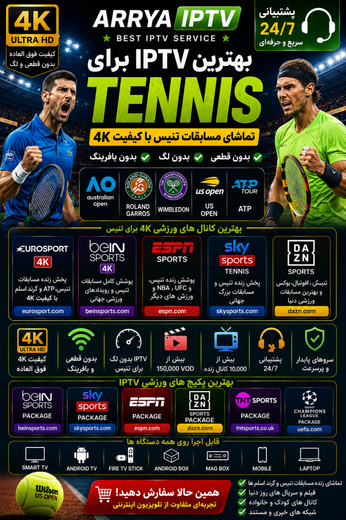 بهترین IPTV برای Tennis و تماشای مسابقات تنیس 4K
